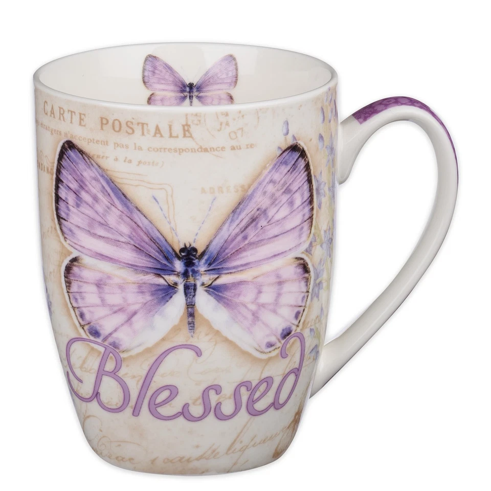 Botanic Butterfly Blessings Purple Blessed Mug - Jeremiah 17 7