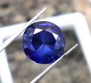 Natural Deep Blue Tanzanite Stone 8ct Round Cut AAA Tanzanite Loose Certified - Picture 1 of 8