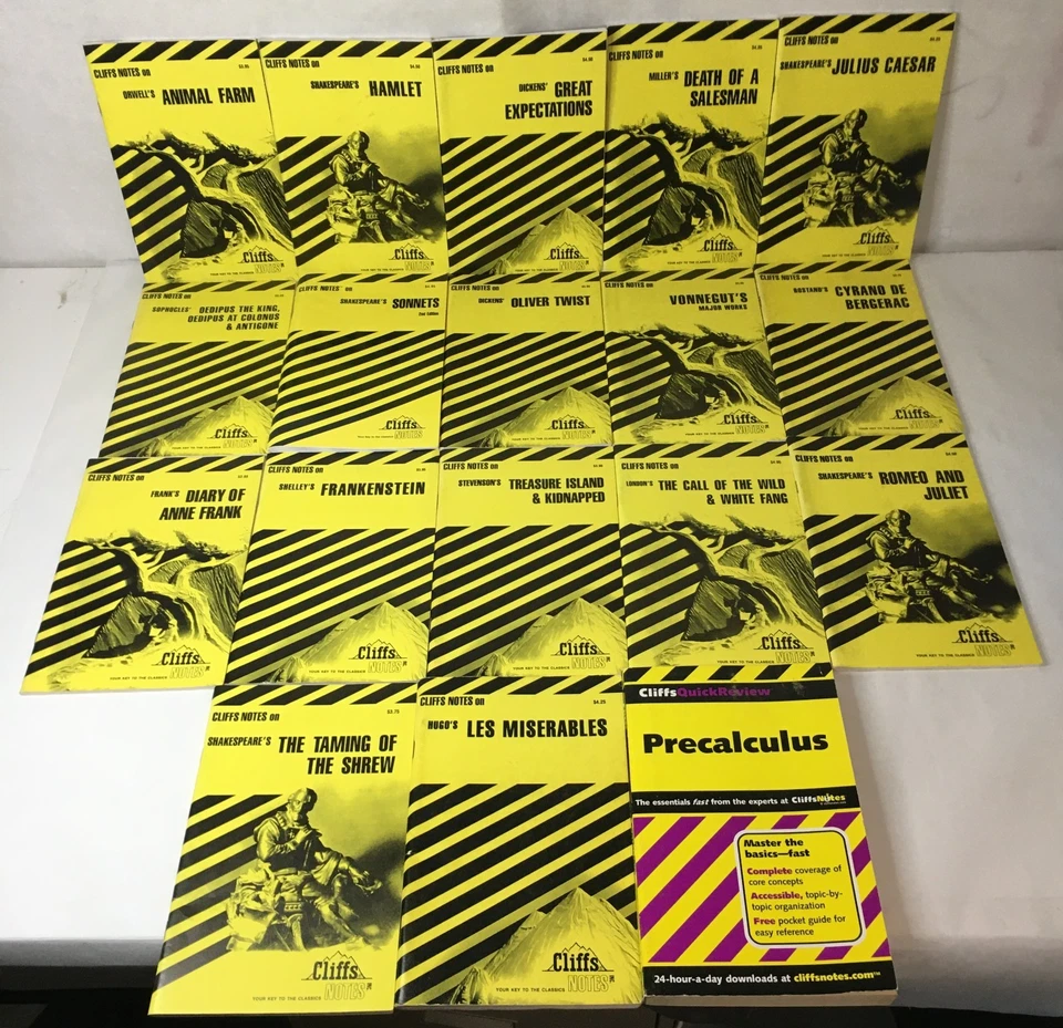 Cliffs Notes Mixed Lot of 18 Teacher Study Classics Paperback Vintage - Image 1 of 4