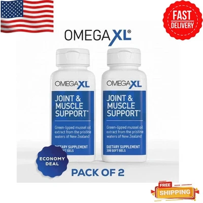 2 件装 Omega XL 300 粒胶囊-绿色唇贻贝关节和肌肉缓解补充剂 — 第 1/4 张图片