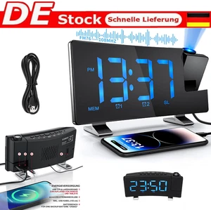 LED Funk-Radiowecker Projektionswecker Radiowecker mit USB-Anschluss Wecker+ - Bild 1 von 11