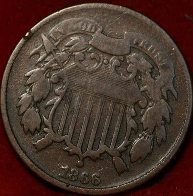 1866 Philadelphia Mint Copper Two Cent Coin - Image 1 of 2