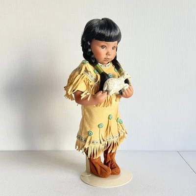 Muñeca nativa americana Danbury Mint porcelana pastor suave perillo 13"" 1993 Foto 1 de 4