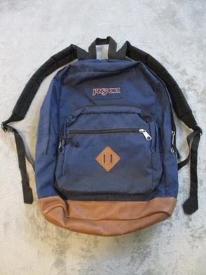 Mochila De Colección JanSport City View Azul Marrón Cuero Parte Inferior Escuela Laptop JS0A3P3U Foto 1 de 4