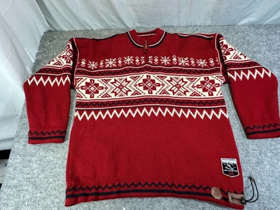 Dale of Norway Sweater Men's 1/4 Zip Red LG Wind Stopper Fair Isle 100% Wool Ski - Image 1 of 4