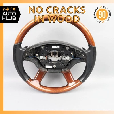 07-10 Mercedes W221 S550 CL550 Driver Steering Wheel w/ Paddle Shifters Wood OEM - Image 1 of 4