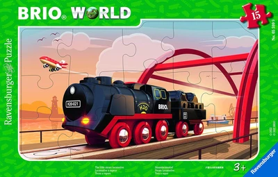 - Puzzle Cornice 15 Pezzi-Locomotiva a Vapore/Brio Bambini, Colore Brown, Nero,  - Immagine 1 di 4