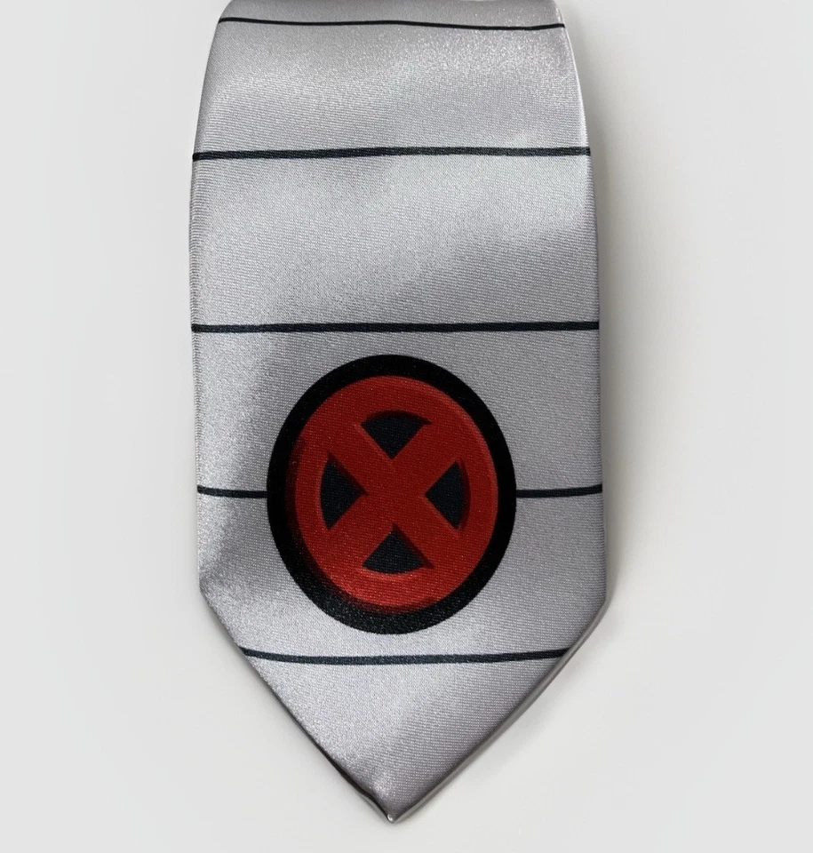 "Corbata para el cuello Deadpool para hombre plateada roja logotipo de X-Men Marvel Comics 3,5"" X 60""" Foto 1 de 4