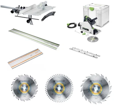 Festool CMS-TS 55R Modulträger mit Tauchsäge TS 55R im Set Schiene 3x Sägeblatt - Image 1 of 2