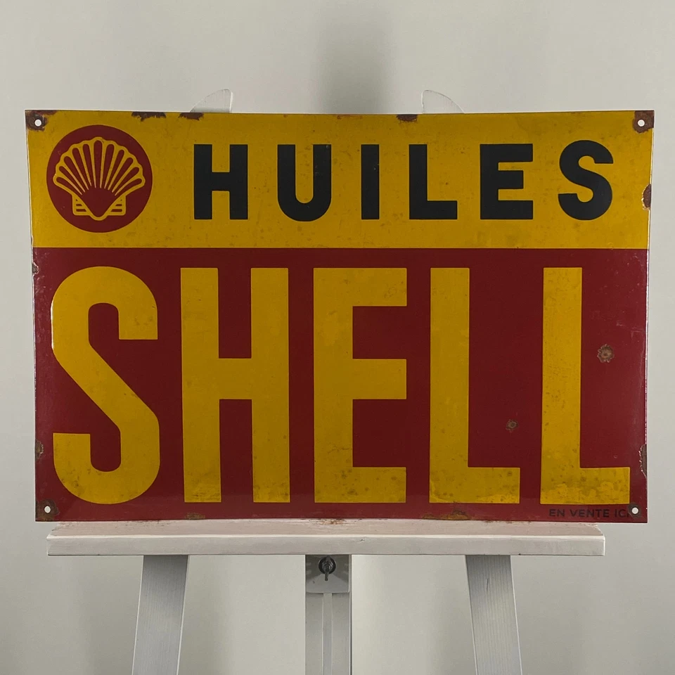 Shell Enamel Sign - 60x40cm (23.6x15.7") - Rare Vintage Nice Old-Looking Signage - Image 1 of 4
