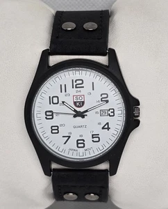  Herren SOKI Militär Armee Kalender Analog Quarz Schwarz Kunstleder Uhr 13 - Bild 1 von 9