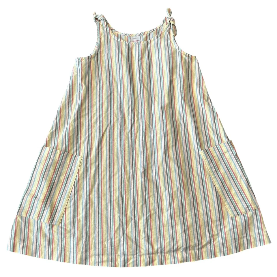 Vestido Hanna Andersson Niñas Talla 10 Cuello Redondo Arco Iris Rayas Bolsillo Play (19) Foto 1 de 4