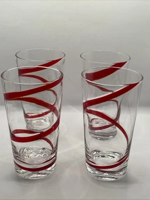 Copos redemoinho vermelho 4 Pier 1/Pier One 16 oz. Copos de chá gelados 6,5 de altura - Imagem 1 de 4