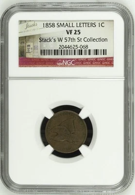 1858 - Small Letters Flying Eagle - NGC VF25 - Stack's W 57th St Collection - Image 1 of 3