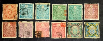 Estampillas de ingresos de Japón 1898-09 (lote de 12) - Ingresos fiscales usados de 5 a 1 año Foto 1 de 2