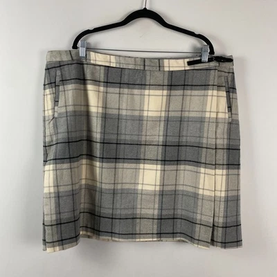 Falda envolvente sintética LL Bean talla 24W gris franela de algodón a cuadros clásica Foto 1 de 4