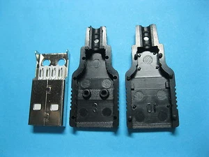 50 pcs 3-Piece USB 4 Pin Plug Male Socket Connector With Black Plastic Cover New - Picture 1 of 3