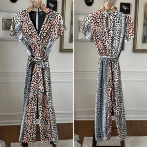Express Mixed Pattern Block Animal Snake Print Cropped Jumpsuit M - Picture 1 of 8