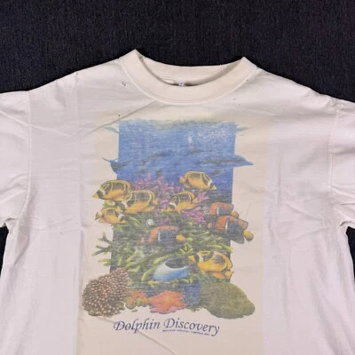 Dolphin Discovery Men's White Crew Neck Pineapple Print Soft T-Shirt Size 40/L - Image 1 of 4
