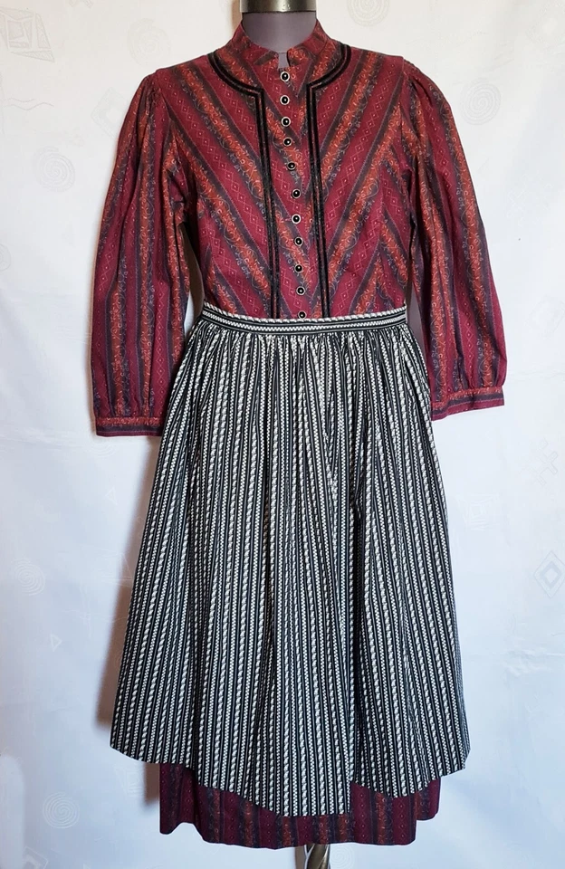 VESTIDO VINTAGE DISTLER TRACHTEN TIROL OKTOBERFEST DIRNDL RAYAS MUJER: EE. UU. 16/EU44 Foto 1 de 4