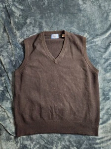Vintage 90s Pendleton Lambswool Sweater Vest Mens Size Large Navy Blue V-Neck - Picture 1 of 6