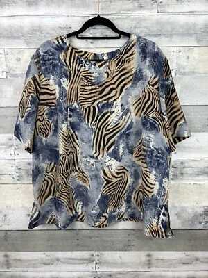 Kathy Che Women’s Short Sleeve Animal Print Blouse 2X - Image 1 of 4