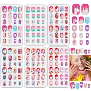 144 Pieces Girls Press on Fake Nails for Kids Girls Unicorn False Nails - Picture 1 of 11