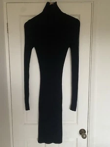 Wolford Ribbed Knit Wool Black High Neck Dress - Size Small - VGC - Picture 1 of 7