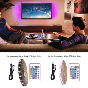 LED Strip Light 5V TV USB Plug Flexible Tape Lights 24key Remote Lights 5050 RGB - Picture 1 of 13