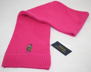 Ralph Lauren Polo Bear College Pink Cotton Scarf for Girls Size L/XL NEW - Picture 1 of 7