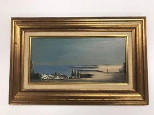 JOHN STANCIN OIL PAINTING ON CANVAS VINTAGE MID CENTURY SURREALIST LANDSCAPE - Picture 1 of 7