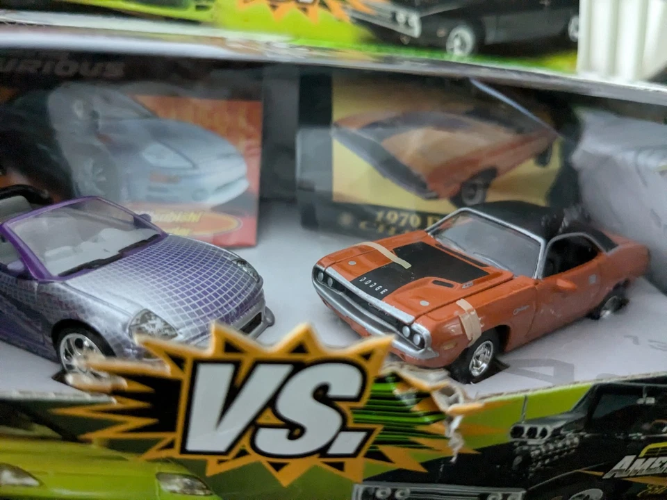The Fast and The Furious 1/64 Eclipse vs. Challenger Ertl JoyRide - Image 1 of 4