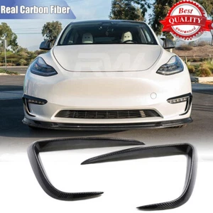 Apto para Tesla Model Y 2019-2022 fibra de carbono real patos delanteros aletas - Imagen 1 de 12