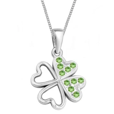 Zirkonia Kleeblatt Anhänger Halskette 925 Silber Glücksbringer Kette Blatt - Bild 1 von 3