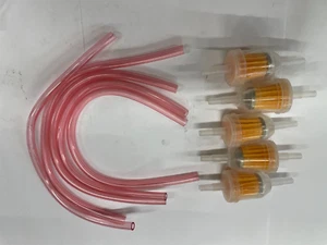 Yamaha 1/4" PINK FUEL LINE QUANTITY OF 5 12" PIECES + 5 1/4-5/16" FUEL FILTERS - Picture 1 of 2