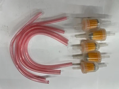 Yamaha 1/4" PINK FUEL LINE QUANTITY OF 5 12" PIECES + 5  1/4-5/16" FUEL FILTERS - Image 1 of 2