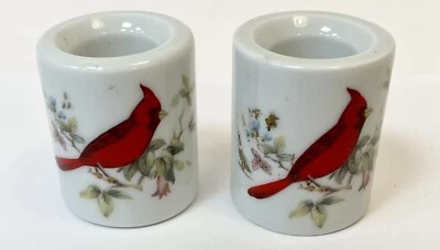 Pair of Ceramic Cardinal taper candle holders 2" made in West Germany Vintage - Image 1 of 4