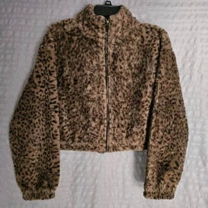 Leopard Print Coat Women's Size Small Jacket Animal Cheetah Lightweight 21"Long - Picture 1 of 7