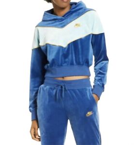 Nike Sportswear Heritage Blue Gold Velour Tracksuit Women’s M / L