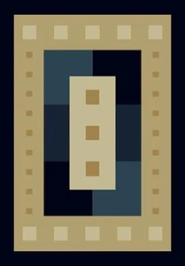 blue BEIGE contemporary GEOMETRIC 2x8 modern AREA rug : Actual 1' 11" x 7' 4" - Picture 1 of 1