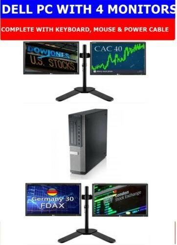 DELL i7 XEON COMPUTER PC QUAD 4 SCREEN 512GB SSD 2TB 32GB RAM 4 X 22" MONITORS - Image 1 of 1