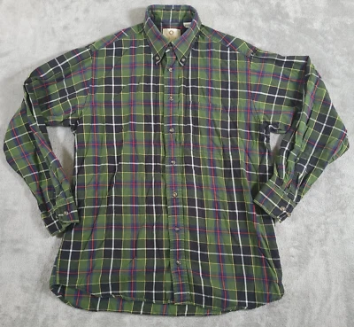 Viyella Shirt Mens Medium Green Plaid Wool Blend Flannel Made Canada Tartan - Image 1 of 4