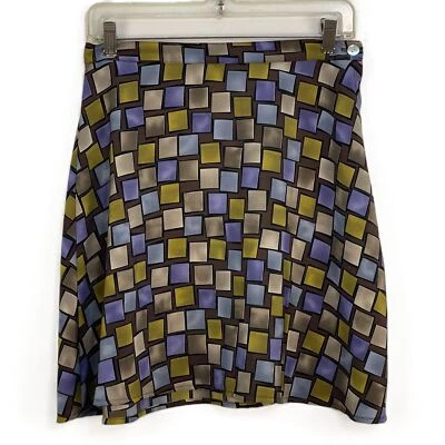 Falda Jay Jacobs Multicolor Geométrica Patrón Cuadrado Línea A Talla 9 Foto 1 de 4