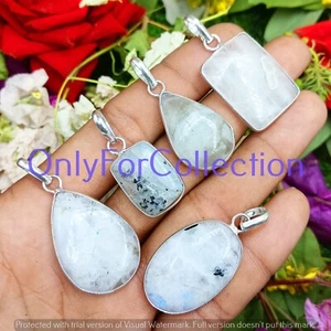 Mother's Day Moonston Gemstone 925 Sterling Silver Plated Bezel Pendant Lot 10pc - Bild 1 von 6