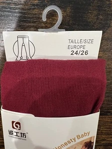 Honey And Honesty Baby Tights Dark Red Size 2-4 Chinese Children’s Tights - Picture 1 of 7