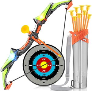 Kids Bow and Arrow Toy Set, LED Light up Archery Toys with 8 Suction Cups Arrows - Picture 1 of 12