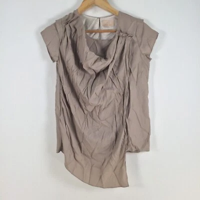 Muse womens blouse top size 36 aus 8 taupe grey short sleeve cowl neck 083909 - Image 1 of 4