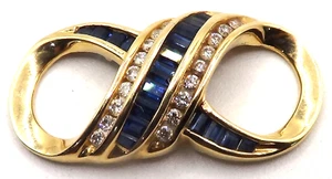 BEAUTIFUL  SOLID 14K YELLOW GOLD  DIAMOND & SAPPHIRE SLIDER    CHARM / PENDANT - Bild 1 von 7