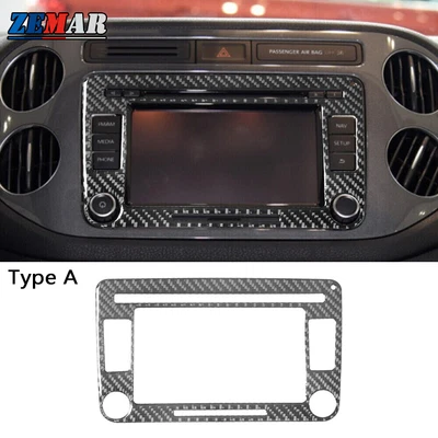 Cuadro de panel de navegación de radio de fibra de carbono A para Volkswagen Tiguan 2013-2017 Foto 1 de 4