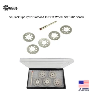 50x 5pc Diamond Cut Off Wheel Set Lapidary Disc Saw Mandrel Abrasive Rotary Tool - Picture 1 of 5